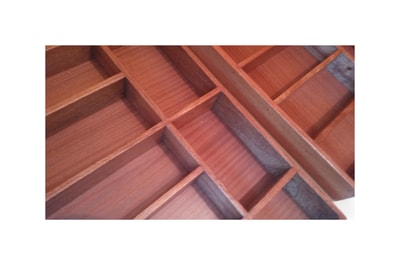 Three custom made wooden cutlery boxes