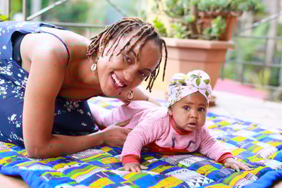 custom made playmat made with different patches of Kitenge