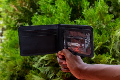 custom made black leather slim wallet