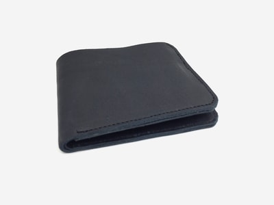 custom made navy blue leather wallet