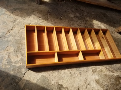 Wooden drawer insert, external dimensions 91cm x 37cm within custom made realization
