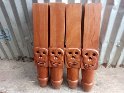 Custom made table legs with a skull within custom made realization