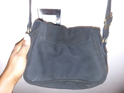 Custom made small bag - black - soft leather - suede detail within custom made realization