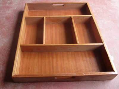 Two custom made boxes as a drawer insert within custom made realization