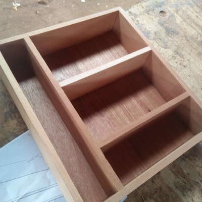Two identical cutlery boxes which fit into one drawer. within custom made realization