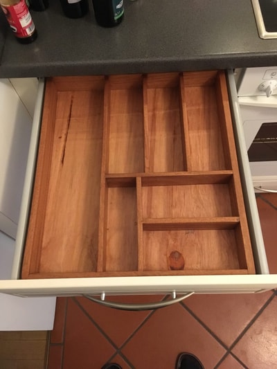 Cutlery tray of wood for a kitchen drawer photos from customer