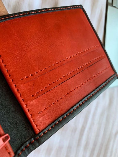 Custom made black and red wallet