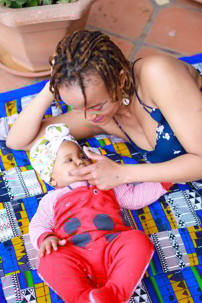 custom made playmat made with different patches of Kitenge