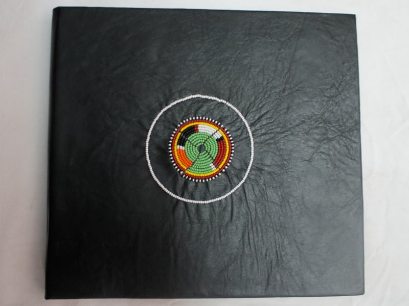 Leather album with bead detail