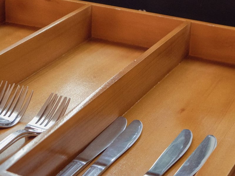 3 custom made cutlery boxes and knife block