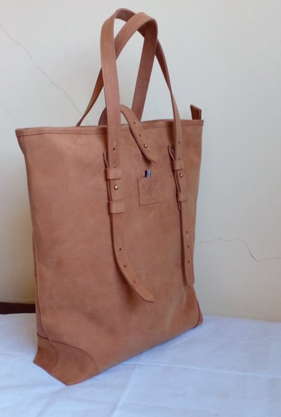 custom brown leather tote bag within custom made realization