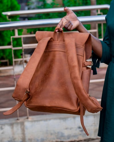 custom made leather rucksack with a feminine look