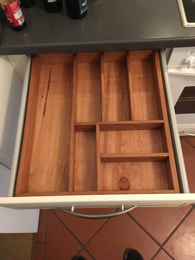Cutlery tray of wood for a kitchen drawer photos from customer