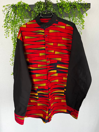 Custom Black, Red, Yellow Striped Shirt within custom made realization