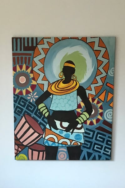 Afrikanisches Gemälde 90×90 cm nach Maß