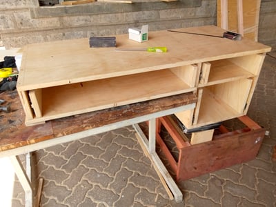 custom made  home office desk with a matching chair within custom made realization