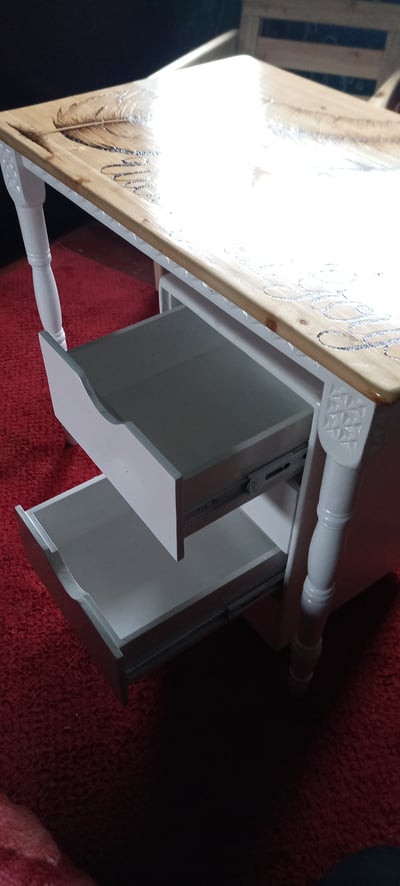 Custom Hand-crafted Wood Desk with White Paint within custom made realization