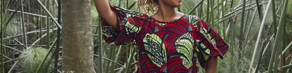 Tailored dress in beautiful leaf fabric