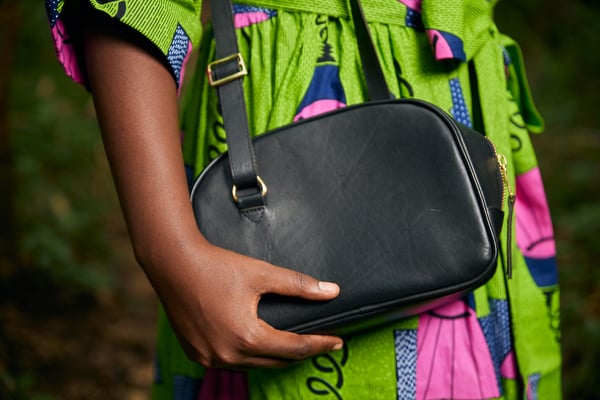 Tailor-made small black leather handbag