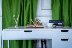 custom made home office desk with a matching chair
