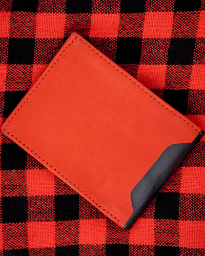 Custom made black and red wallet