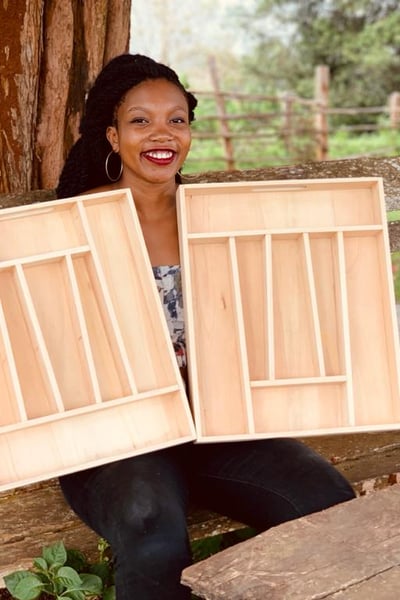 Bespoke cutlery tray made from wood L 40,5 W 49,6 H 6,75