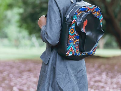 custom made backpack with the shape of Africa and Benin