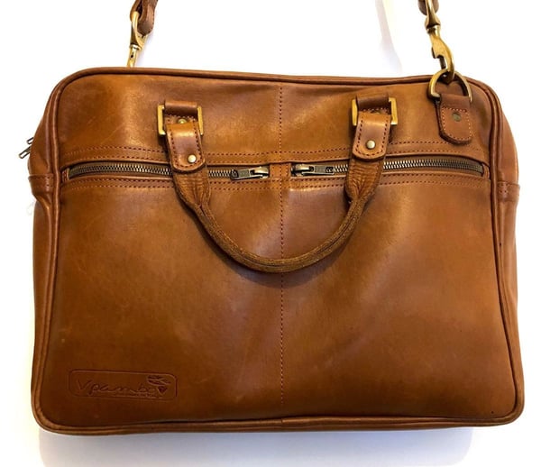 Custom made laptop bag made of real leather