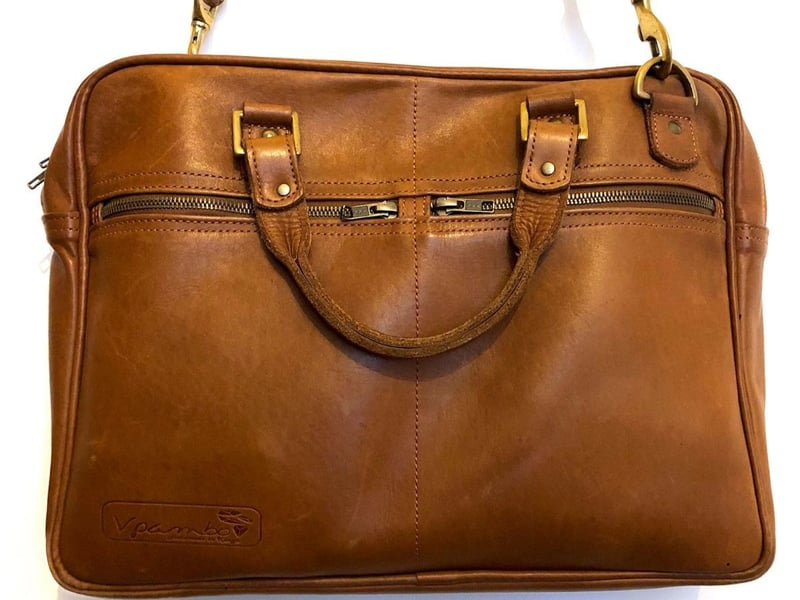 Custom made laptop bag made of real leather