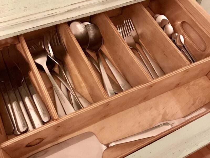 Custom made wooden cutlery tray