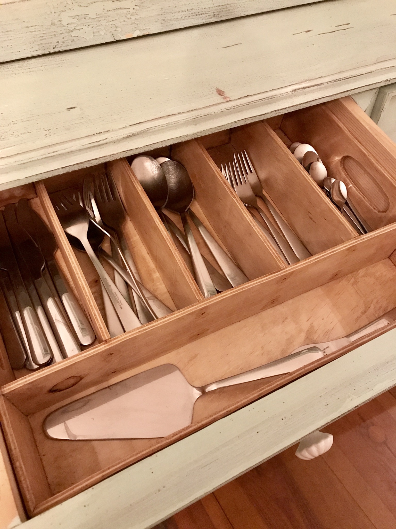 Custom Made Wooden Cutlery Tray, Wooden Utensil Tray