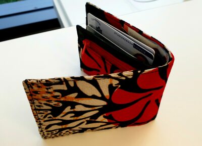 Custom-made leather wallet with a colourful African pattern photos from customer