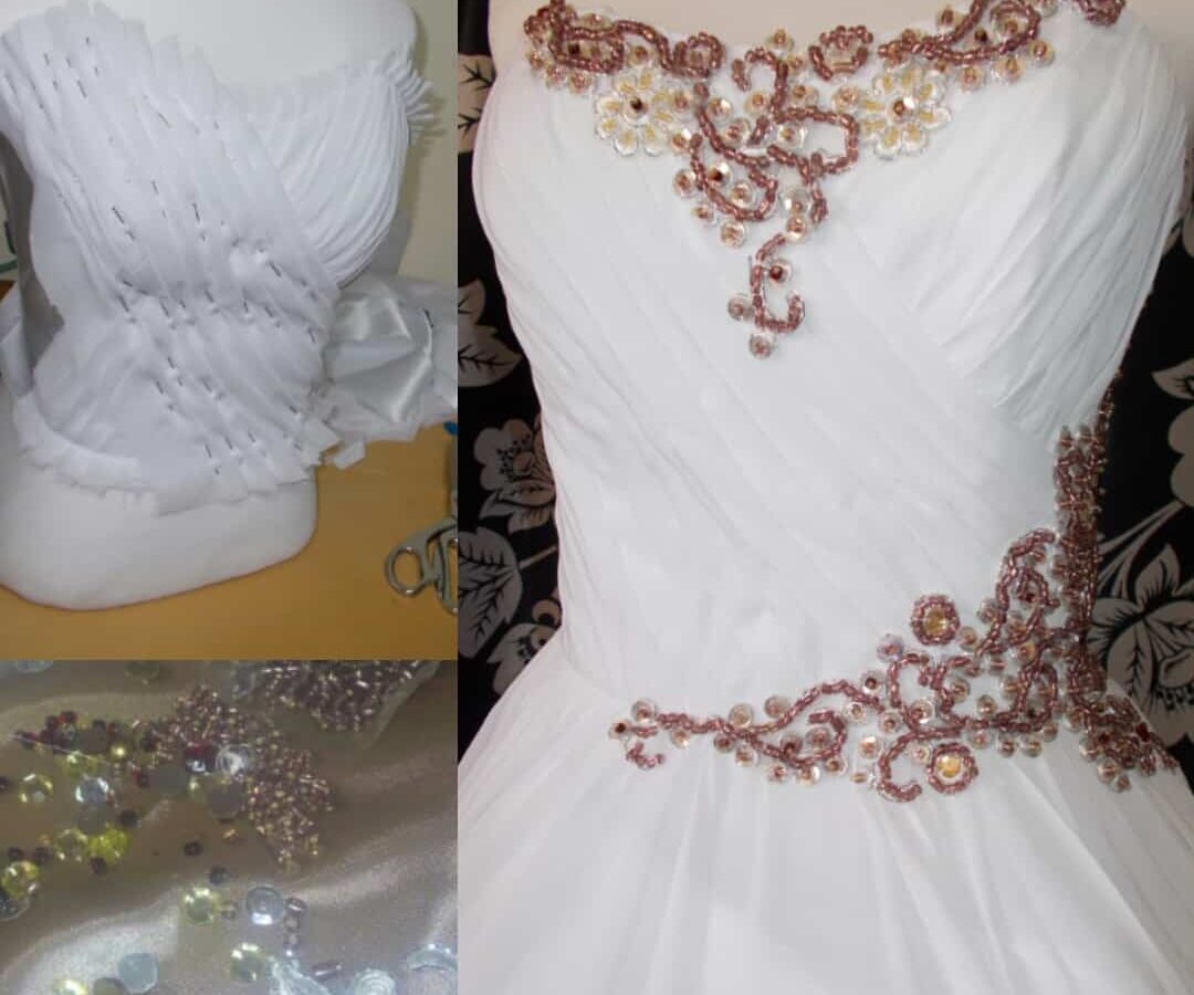 Rosegold Beaded Wedding Dress