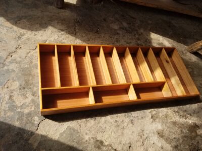 Wooden drawer insert, external dimensions 91cm x 37cm within custom made realization
