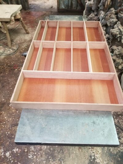 Cutlery drawer with the dimensions LxWxH 77 x 48 x 5 cm made within custom made realization