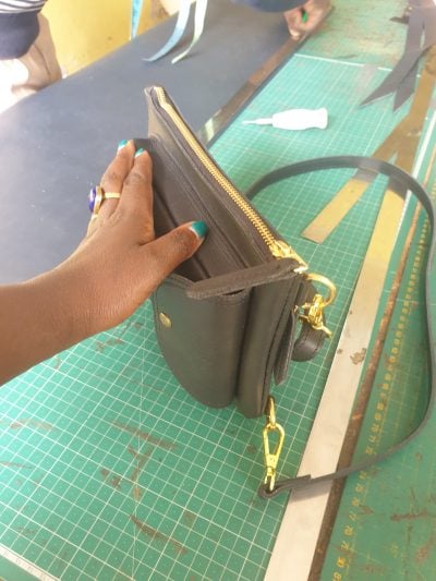 custom made small shoulder bag made of leather within custom made realization