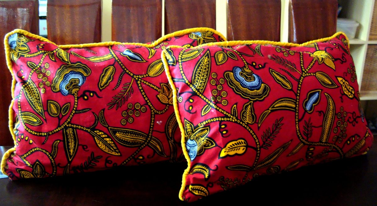 cushions made of Ankara fabric