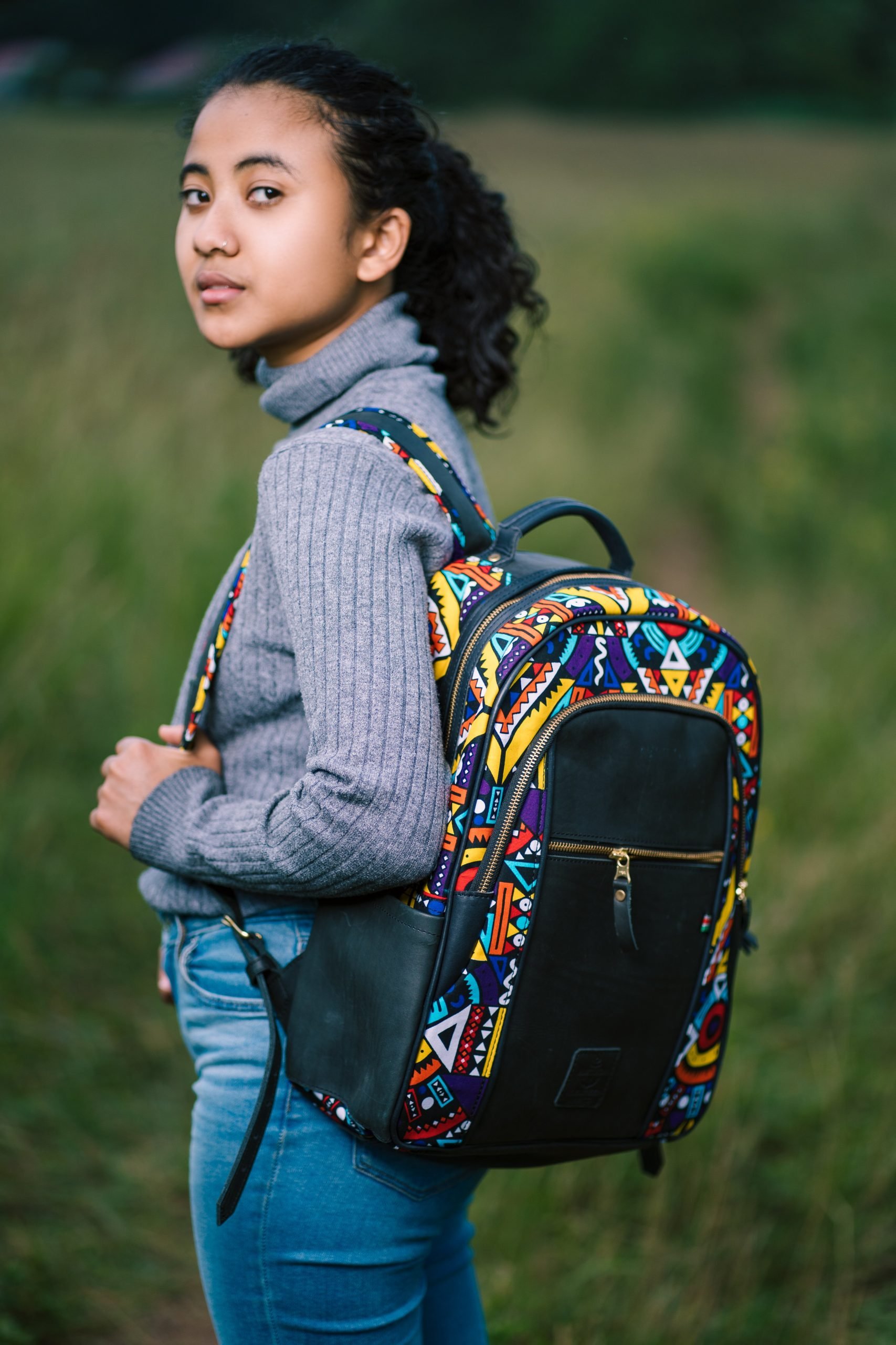 Custom Fabric Backpacks With Extra Compartment Handmade Bags