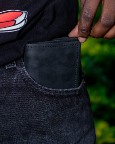 Custom Leather Wallet - Black Trifold