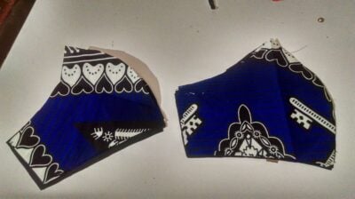 face mask plus headscarf in the enclosed fabric within custom made realization