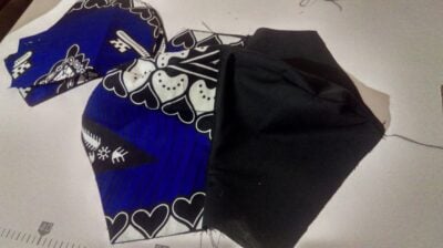 face mask plus headscarf in the enclosed fabric within custom made realization