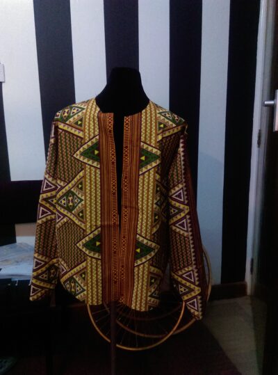 African print bomber jacket within custom made realization