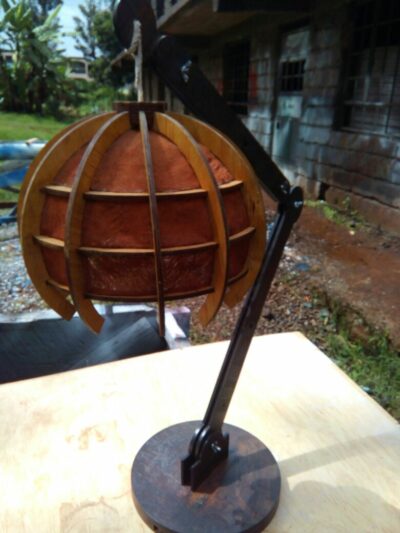 Lamp made from fine wood within custom made realization