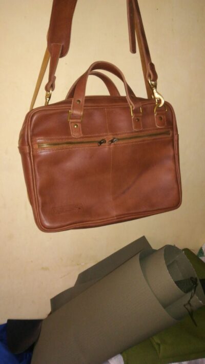 Custom made laptop bag made of real leather within custom made realization