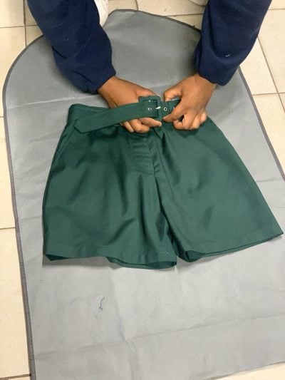 custom made shorts-suit in arctic blue within custom made realization