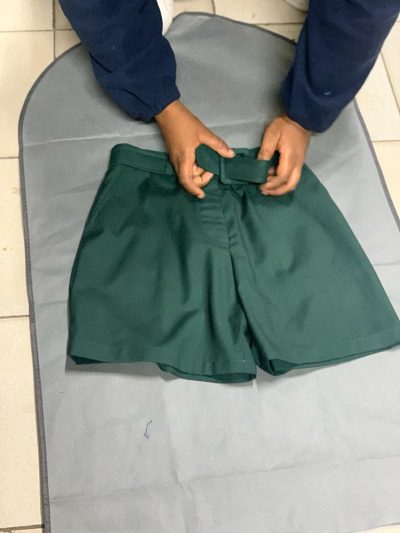 custom made shorts-suit in arctic blue within custom made realization