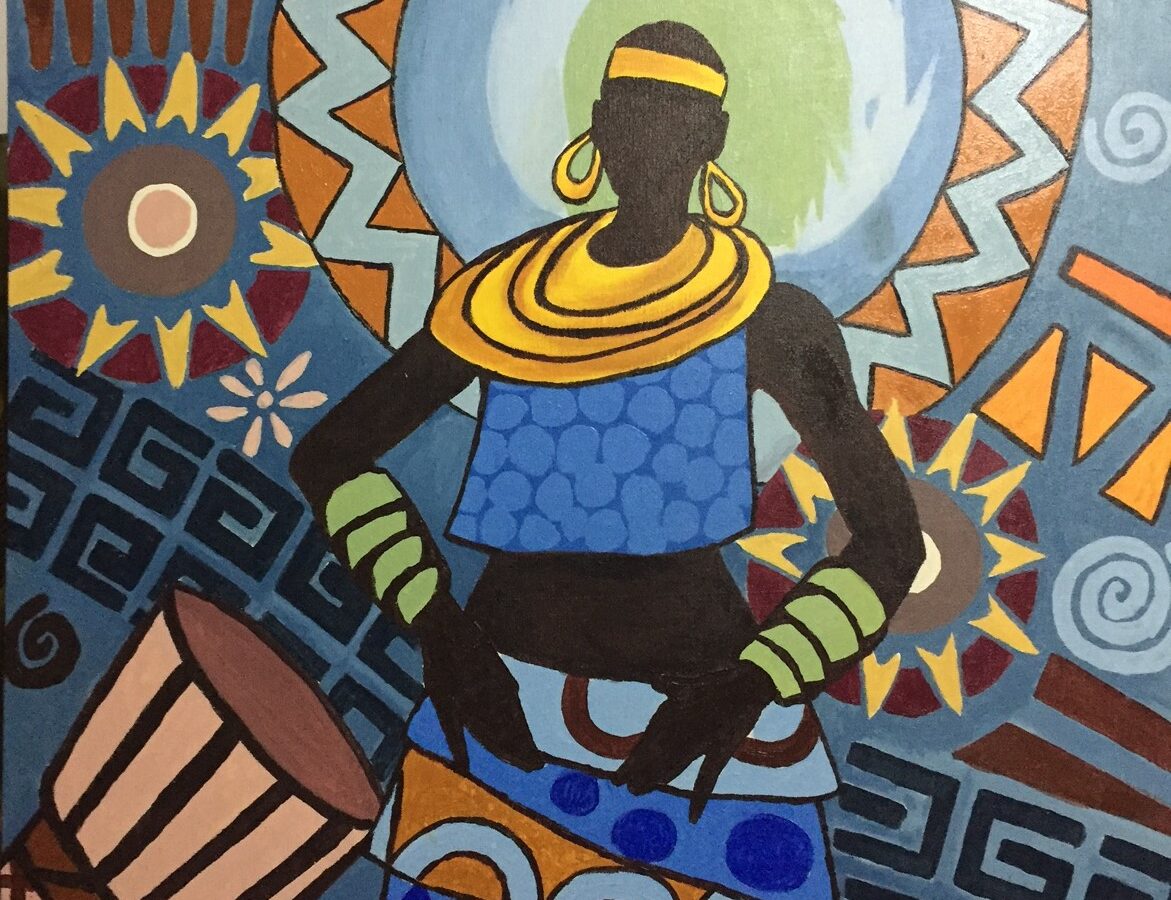 Painted picture with African motifs - commissioned work