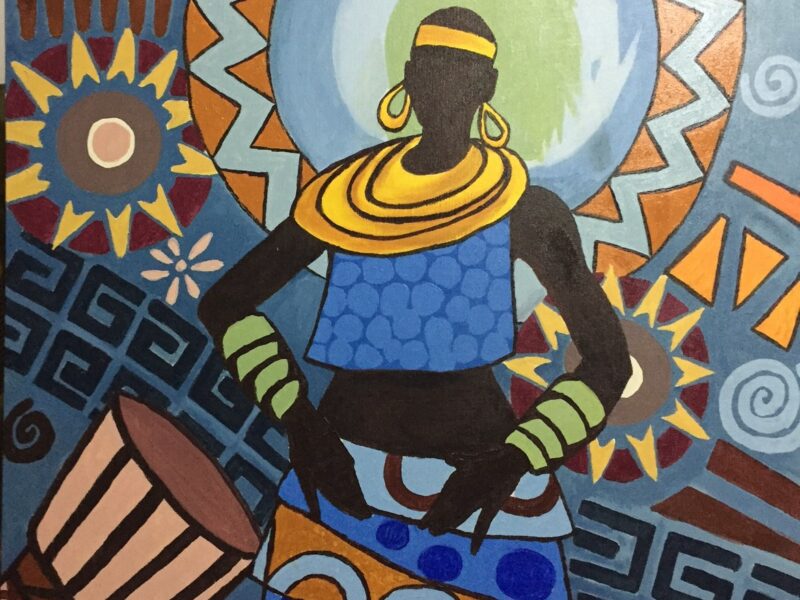 Painted picture with African motifs - commissioned work