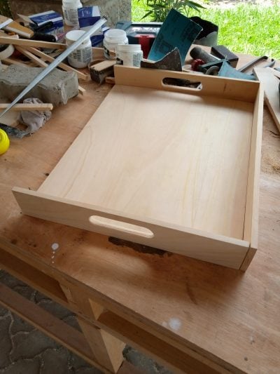 Bespoke cutlery tray made from wood L 40,5 W 49,6 H 6,75 within custom made realization