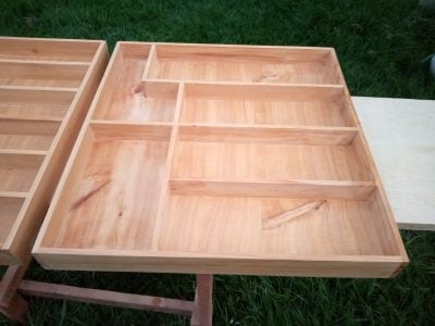 Custom made: 2 cutlery boxes made out of wood within custom made realization